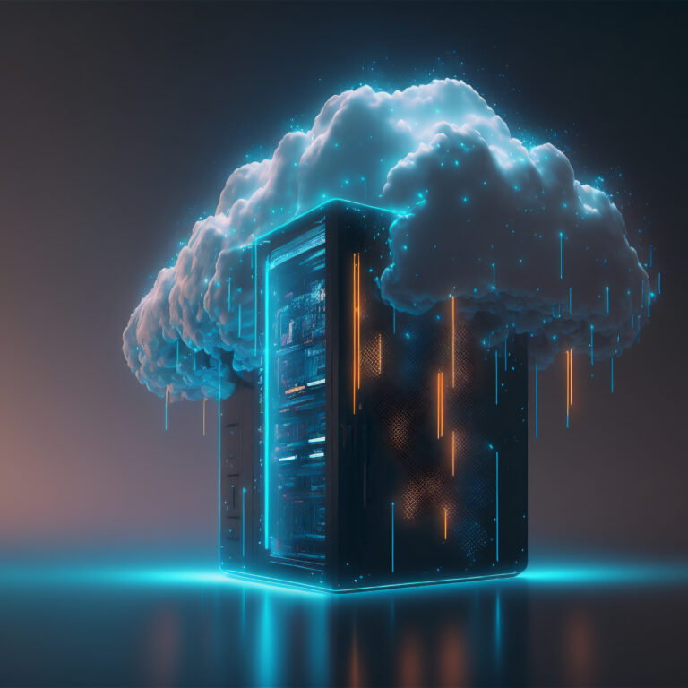 Server cloud data storage concept solution. Web database backup computer infrastructure technology. Cloudscape digital online service for global network.